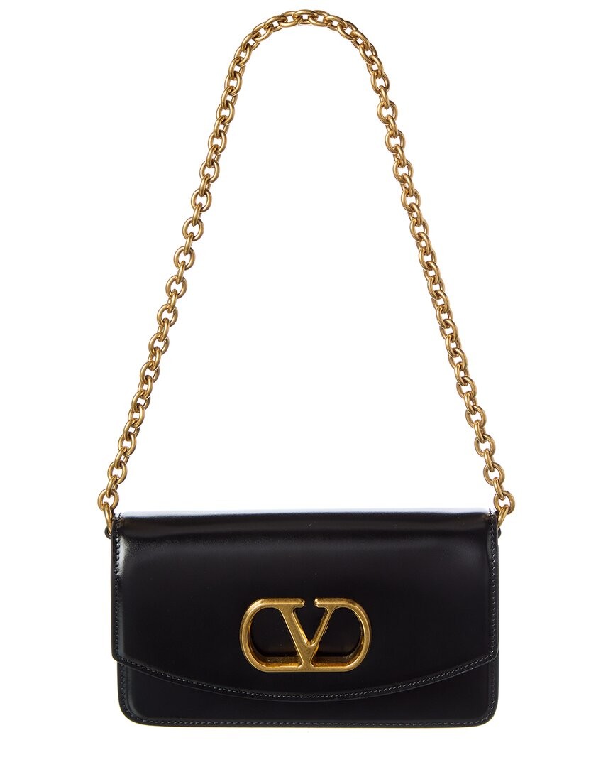 Valentino Vlogo Leather Shoulder Bag Women's Black