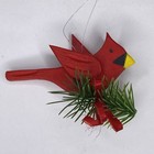 Vintage Cardinal Bird Wood Christmas Tree Ornament Handmade Hand Painted