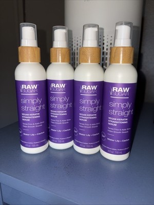 4x Raw Sugar Simply Straight Vegan Keratin Straight Serum Water Lily Cactus