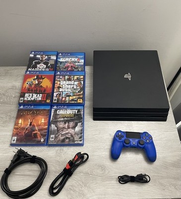 SONY PlayStation 4 Pro (PS4) Console Black 1TB - W/ 1 Controller/6 Games Bundle