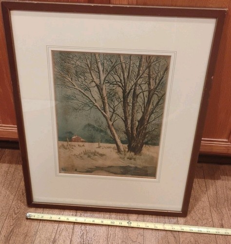 Leon Rene Pescheret signed & framed Color Etching Titled 