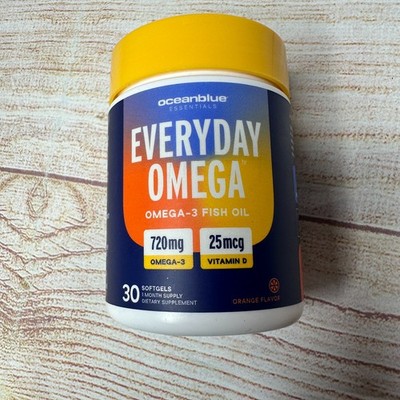 Ocean Blue Essentials Everyday Omega Omega-3 Fish Oil Vit D 30 Softgels 02/2027