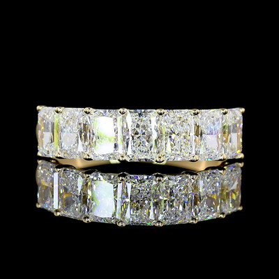 2,00 ctw Radiant Lab Grown Diamond Seven Stone Wedding Band 14K White Gold...
