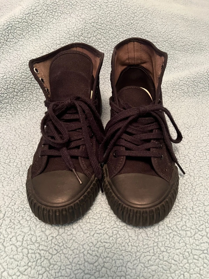 PF Flyers Sandlot Zapatos Hombres 8 Mujeres 9.5 Parte Superior Alta Lona Tenis Negro Patinador Foto 2 de 4