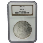 1887 Morgan Silver Dollar NGC MS 64 Sharp Coin