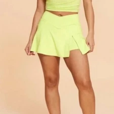Blogilates Women's Crisscross Slit Skort Size 2X Skirt Athleisure Limeaide Neon