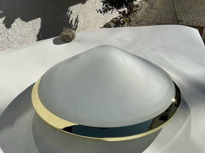 ORION Deckenlampe rund Gold/Weiß Glas mit Metallrand, E27 (9-347/30)