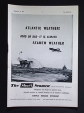 Original 1954 Advert Short Seamew Anti-Submarine Aircraft