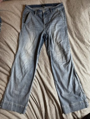 Judy Blue Women's Mid Rise Wide Leg Jeans Blue Light Wash Denim 5-Pocket 15/32