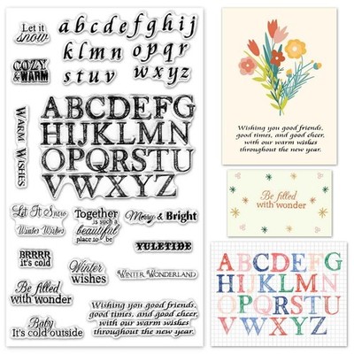 2 Styles English Alphabets Greeting Letters Words Clear Stamps for Card Makin...