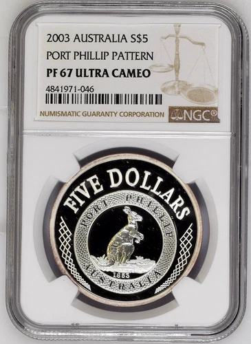 2003 Australia Port Phillip Pattern S$5 Dollars Silver Proof Coin NGC PF 67 UC