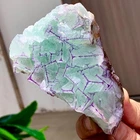 325g Natural Purple "QR Code"Green Fluorite Cluster Crystal Mineral Specimen