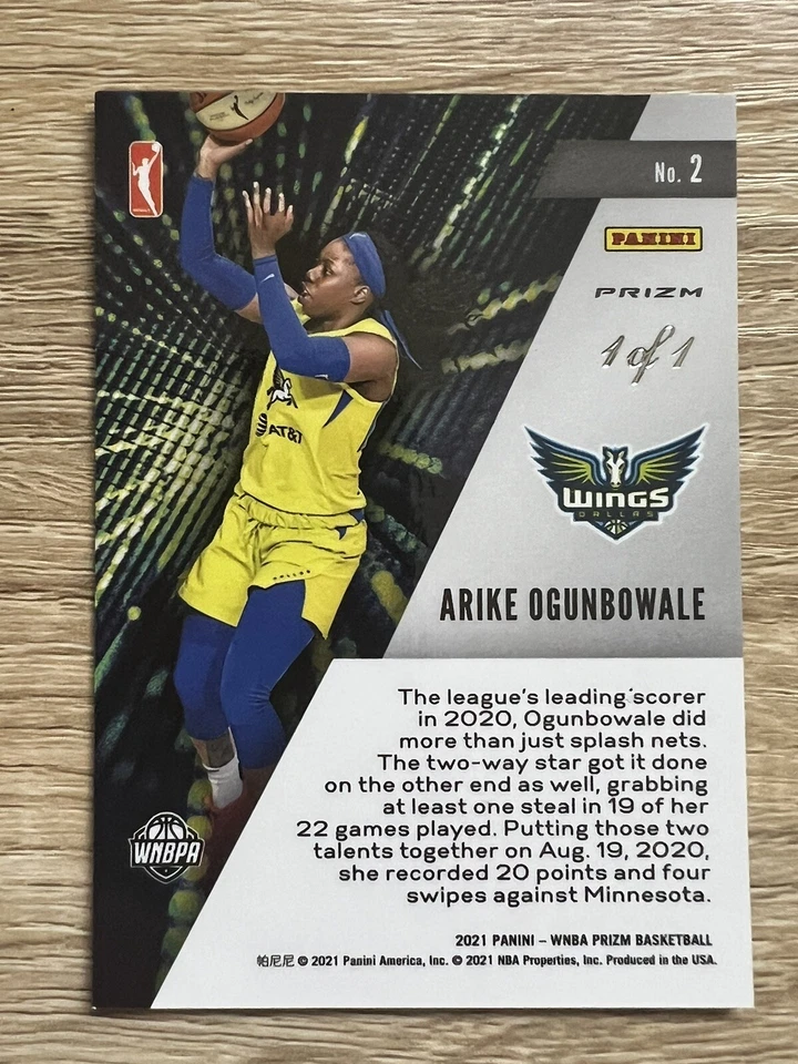 2021 Panini Prizm WNBA Arike Ogunbowale Black Prizm 1/1 Get Hyped #2 - Image 2 of 2