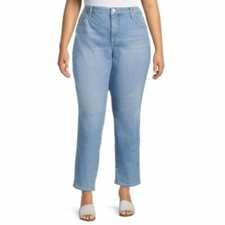 Terra  Sky Womens Plus Size Core Straight Leg Jeans Ltwash Size 16W