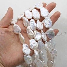 17-22mm White Natural South Sea Flat Baroque Pearl Loose Beads Jewelry Making