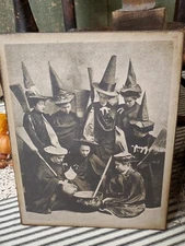 OLD PRIMITIVE VINTAGE VICTORIAN RETRO STYLE HALLOWEEN WITCHES PHOTO COOKING SIGN