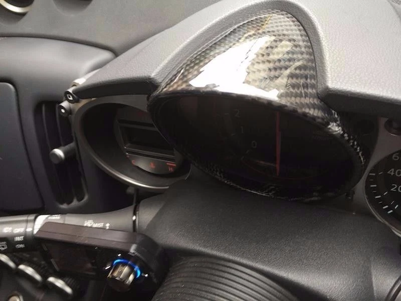 CARBON FIBER FRONT CENTER CLUSTER SPEED GAUGE RING COVER FOR NISSAN 370Z - Image 3 of 4