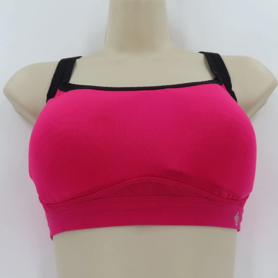 Sujetador deportivo Lily of France para mujer mediano rosa negro con tiras busto acolchado inalámbrico Foto 4 de 4