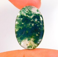 13 Cts Natural Green Moss Agate Oval Cabochon Loose Gemstone 25x15x4 mm CG 089