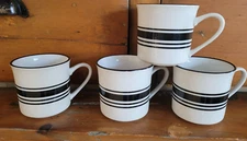 Set Of 4 Mainstays Casual Banded Black white  Coffee Mug