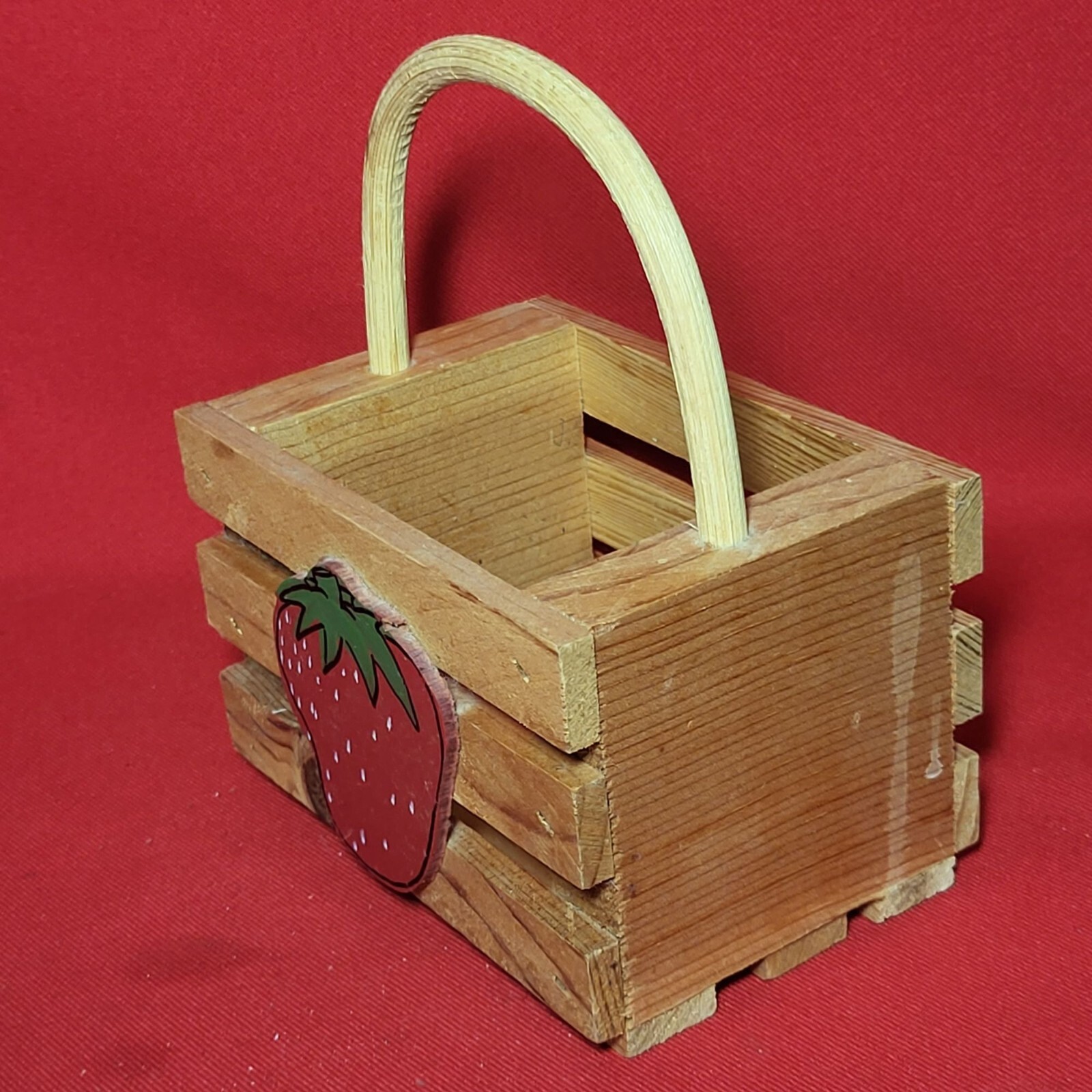 Small Strawberry Wood Basket