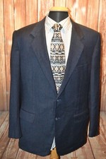 Corneliani Men Wool Cashmere Black 3 Front Button Sports Coat Sz 42L