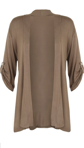 Ladies Short Sleeve Plus Size Open Waterfall Cardigan Womens Stretch Top 8 - 26 - Picture 8 of 16