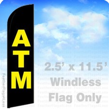 ATM - 2.5x11.5 WINDLESS Swooper Feather Flag Banner Sign kf