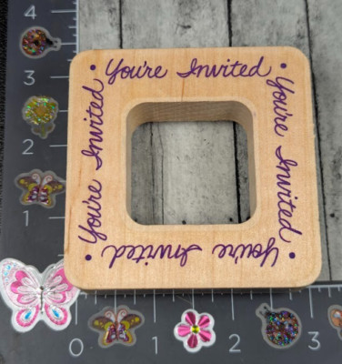 Stampendous You're Invited Nestling Frame QN017  Rubber Stamp Wood #L43
