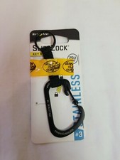 Nite Ize SlideLock Key Ring 3 Black Stainless Steel Locking Keychain Carabiner