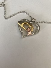 Gold Plated Mother Child Heart to Heart Pendant Necklace Sterling Silver Women