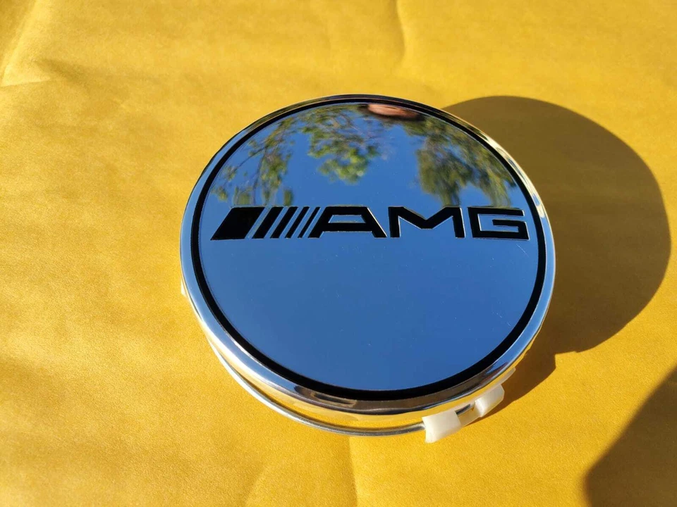 Комплект из 4 серебристых центральных колпаков AMG для Mercedes Benz 3 дюйма/75 мм подходит для большинства моделей - Изображение 2 из 4