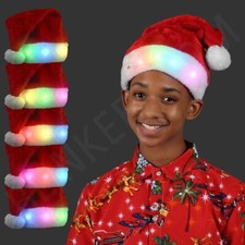 LED CHRISTMAS Light Up Santa Hat Colorful Lights Party Xmas Costume Caps Holiday