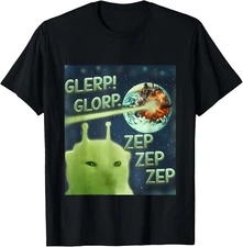 Glerp Glorp Funny Alien Cat Meme, Brainrot Tee, Costume T-Shirt Gift for Dad, Mo