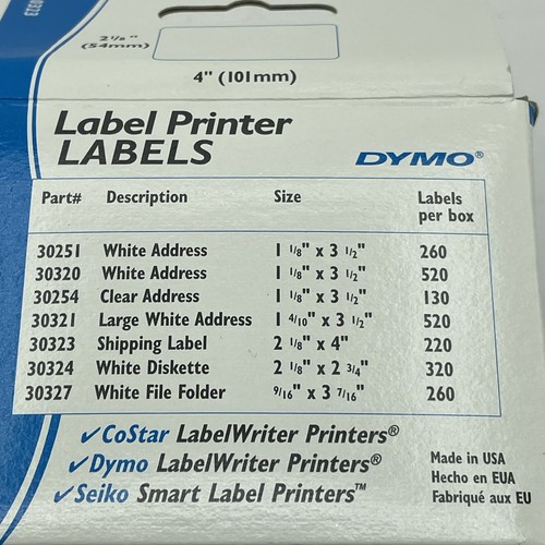 Dymo 30323 Labelwriter Shipping Labels, 2 1/8 X 4, White, 220 Labels/Roll - Picture 4 of 6