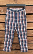 Vtg Ralph Lauren Red Blue Plaid Pants Womens Cotton Blend Size 4P