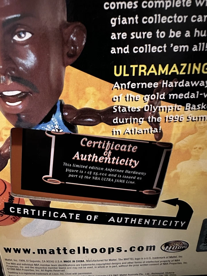 Фигурка Anfernee (Penny) Hardaway NBA Ultra Jams 1999 ограниченный выпуск с сертификатом подлинности - Изображение 4 из 4