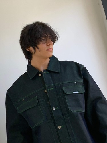 Men's Davoucci Green | Lime Green Casual Denim Jacket NWT - Picture 4 of 5