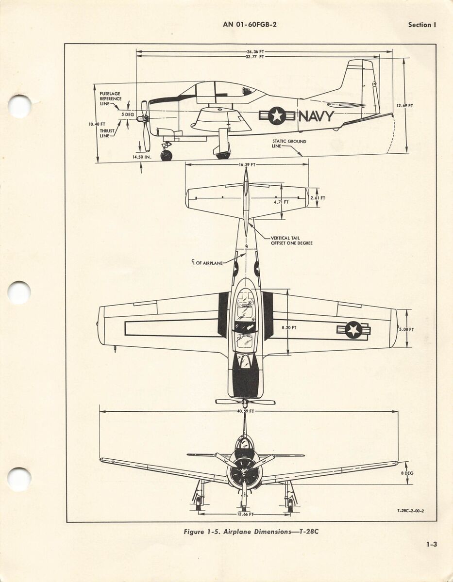 T-28B, T-28C Trojan 1959 Handbook Maintenance Inst's Flight Manual - CD