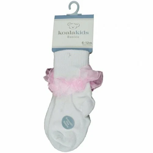 Koala Kids Basic 6-12 Month Age - White with Pink Ruffles Balerrina - 10 pairs