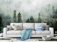 3D Misty Forest Self-adhesive Removable Wallpaper Murals Wall Sticker 84