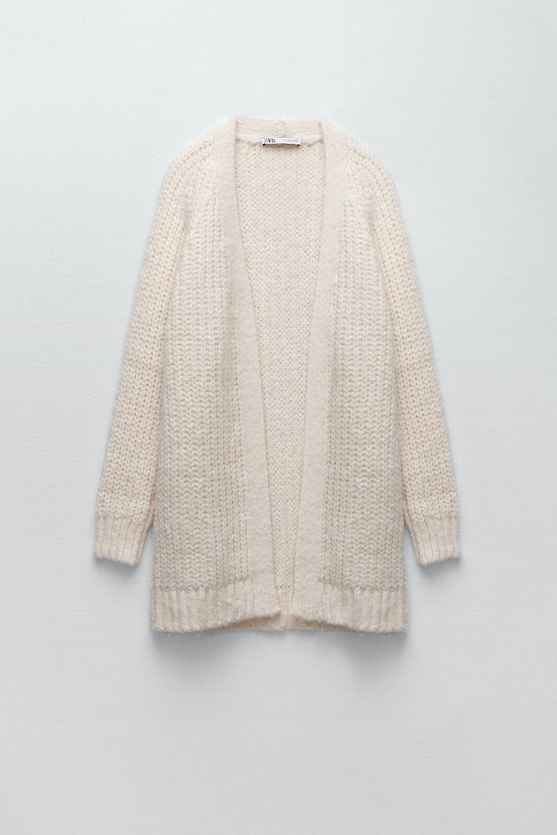 Zara Woman Oversided Cardigan Knit Sweater Ecru 6771/132 Sz