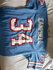 Earl Campbell Hand Signed Houston Oilers 1980 Jersey Authentic LLC HOF Inscribe
