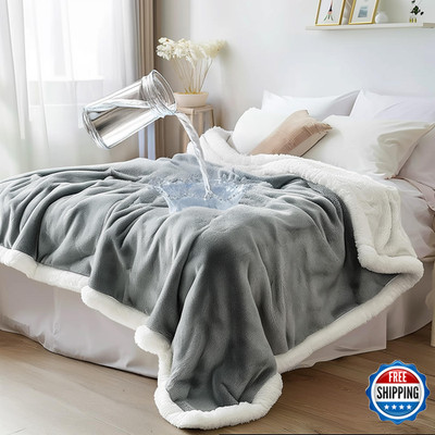 Bedding Aid Waterproof Throw Blanket - Sherpa Fleece Reversible Cover Soft Warm