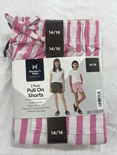 Members Mark Girls 2 pack pull on shorts Front Pockets  Elastic Waistband