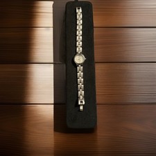 Vintage Armitron Now Women's Quartz Wristwatch Silver Tone Diamond Markers 