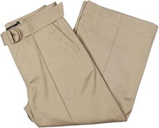 Lauren Ralph Lauren Wide Leg Pants Beige Twill Belted, Size 4