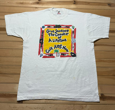 Vintage 90s Give Someone Chance Of A Lifetime Cure AIDS Now Protest Shirt USA XL