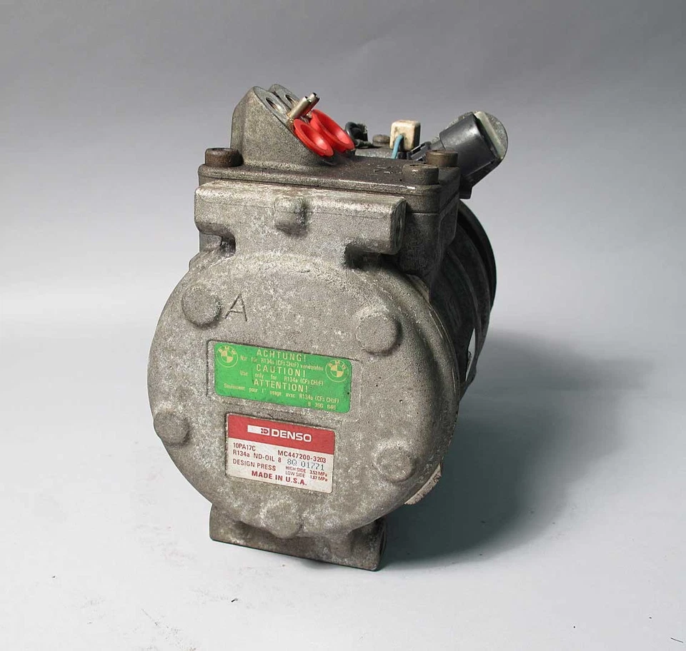 Compresor de aire acondicionado BMW Denso 1991-1999 E36 E34 325i 328i 525i M50 M52 OEM USADO R134a Foto 4 de 4