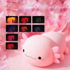 Axolotl Night Light   Cute Rechargeable Dimmable Silicone Lamp, Kawaii Room Deco